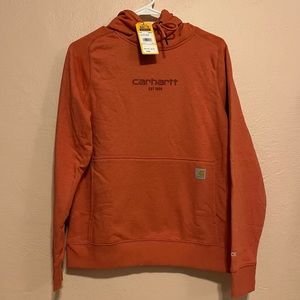 NWT Carhartt Women's Orange Desert Force Relaxed Fit LW Hooded Sweatshirt